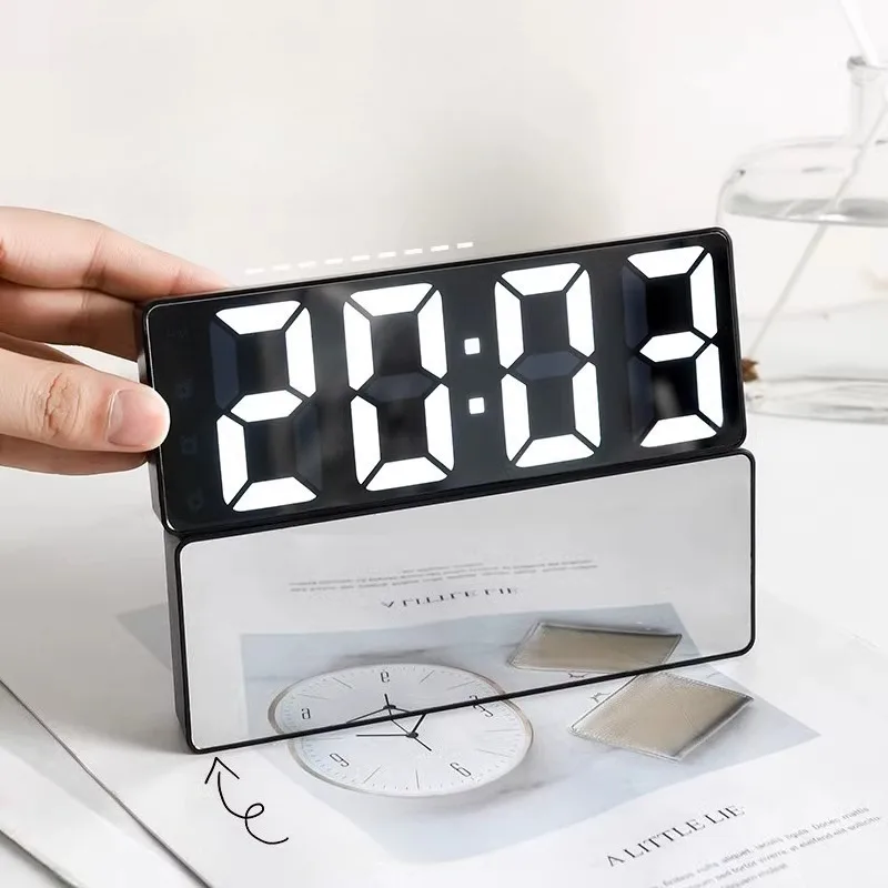 Luminous Mirror Alarm Clock Desktop Display Silent, Simple, High Aesthetic Student  Desktop  Digital  Electronic  Clock