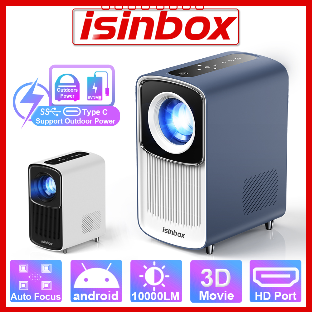 Outdoor Portable  Projector Support Power Bank 4K Android Auto Focus Home Theater WIFI BT Type C Projector For Traveling Camping