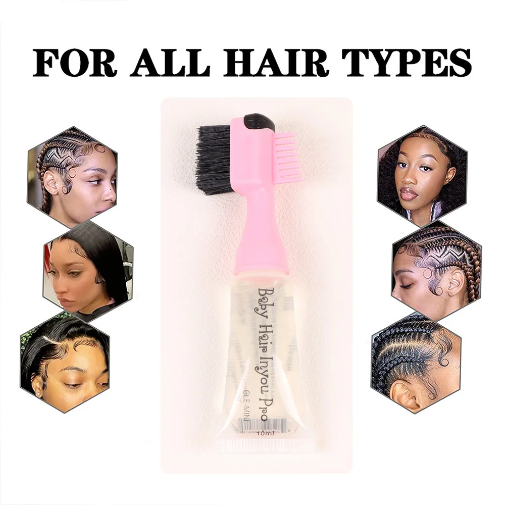 10ml Edge Control Brush Comb Hair Gel For Baby Hair 1/2pcs Curls