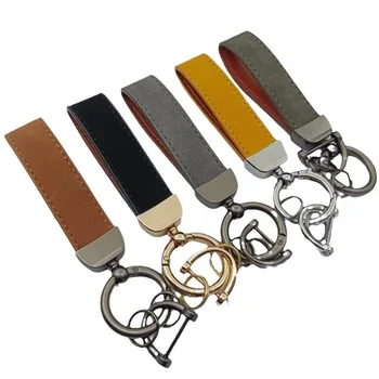 Car Key Chain Luxury Genuine Leather Keychain Pure Color Buckle Car KeyRing Car Accessories Gift Car Keychain Car Keychain K7110