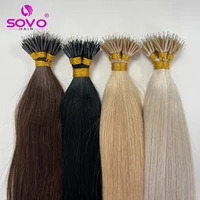100 brins Nano anneaux Micro liens Extensions de cheveux humains naturel blond Micro perle boucle pré-collé Remy européen cheveux raides 3