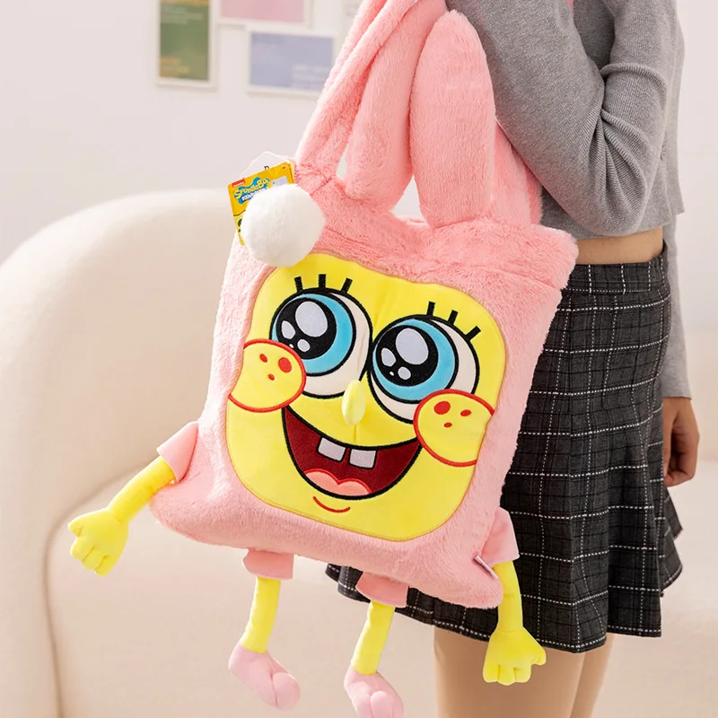 

New Spongebob Shoulder Bag Large Capacity Plush Bag Cute Cartoon Handbag Crossbody Bag Dual-use Girls Gifts Lovely Gift Children