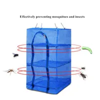 3 Layers Nylon Drying Net Fish Net Drying Rack Hanging Anti-fly Cage for Vegetable Fruit Meat PE Dryer Net Household Fish Net 2