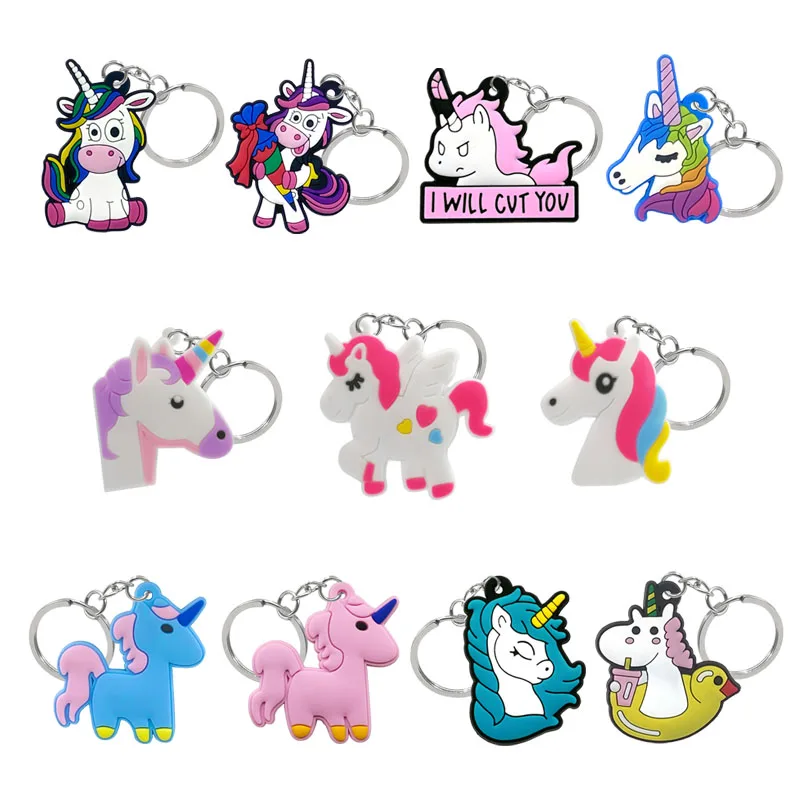 

50PCS PVC Keychain Cute Unicorn Keyring Fans Souvenir Party Pendant Custom Key Chain for Car Key Gadget for Man Kids Favor Gifts