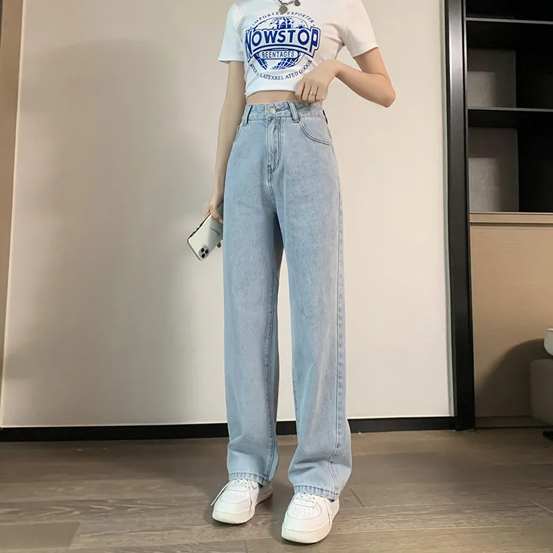 Women Jeans High Waist 2022 Spring Summer Fashion Streetwear Straight Wide Leg Pants Loose Casual Female Denim Trousers