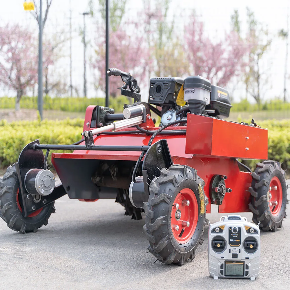 

Slope Petrol Garden Fully Automatic Robotic Lawn Mower Remote Wheeled Grass Cutter