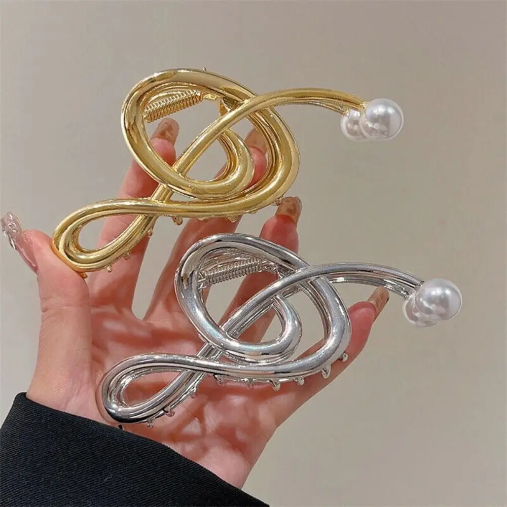 

Большая женская заколка для волос, модная серебряная, Золотая шпилька для волос, аксессуары для волос, металлическая заколка с жемчугом