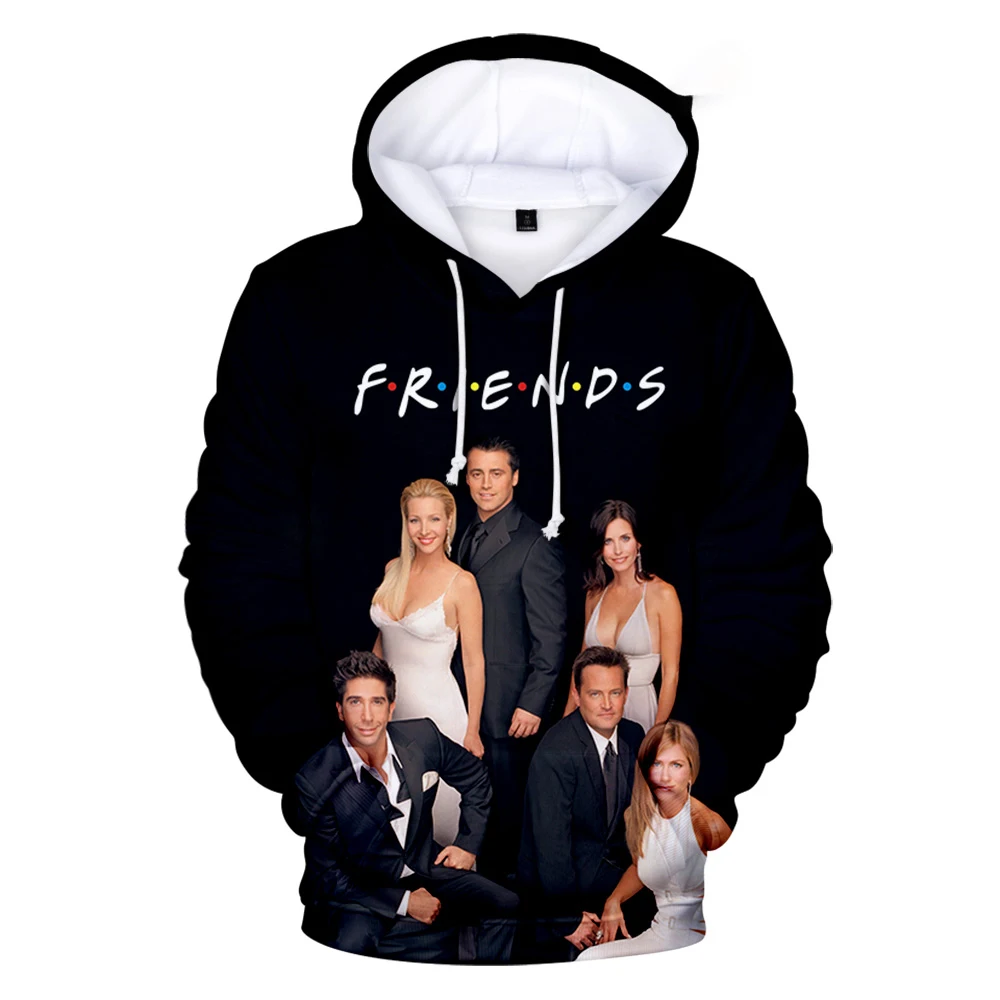 

Men Casual Black Hoodies Men Women Spring Autumn Casual Hoody Sweatshirts 3D FRIENDS Hooded Pullovers Oversized Hoobie Coat