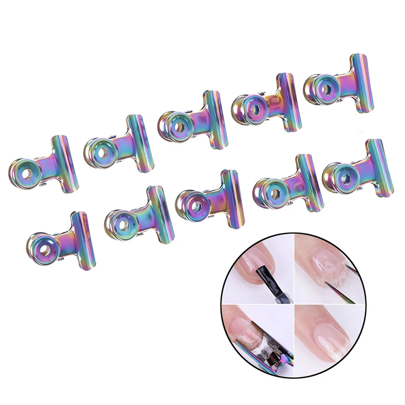 네일 팁 클립 핑거 퀵 빌더 젤 익스텐션 스틸 랩 도구, 10 개