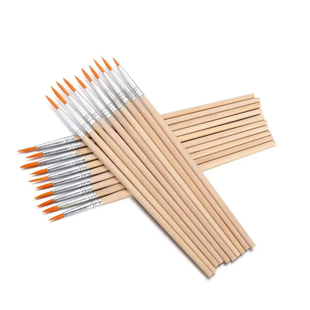 Painting Brushes 10pcs Wood Handle Hook Line Pen Art Supplies Drawing Brush Painting Pen Watercolor Calligraphy Paint Brushes