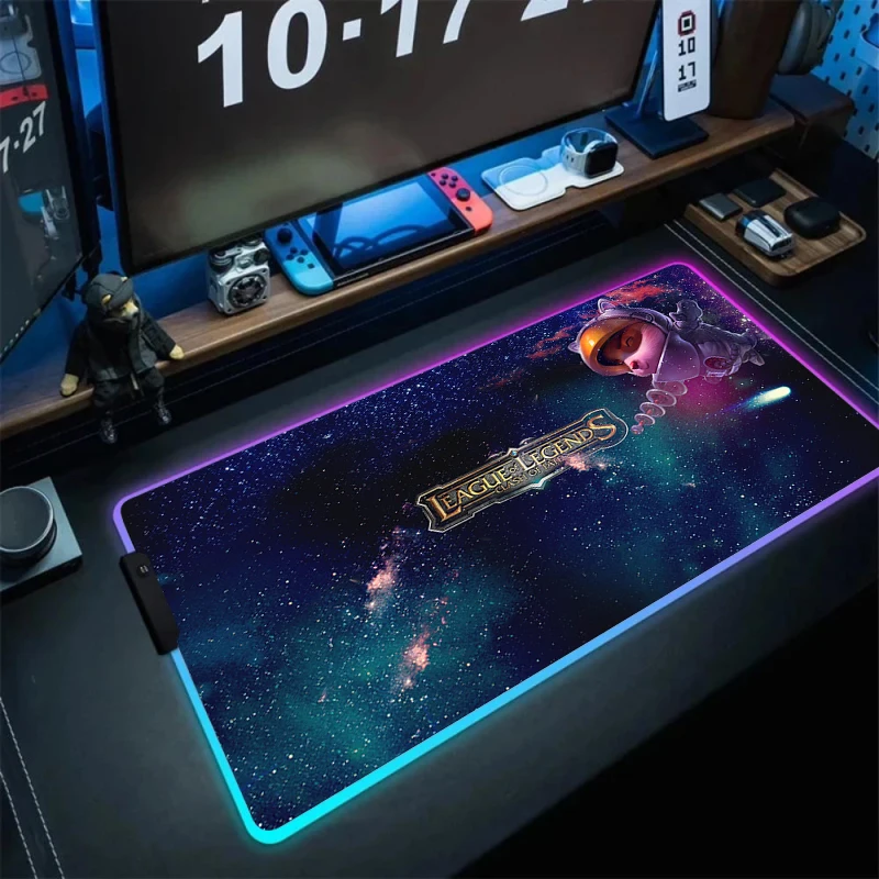

L-league of legend RGB Gaming Mouse Pad Large Gamer Cool Mousepad Keyboard Desk LED Mouse Mat Big Carpet Game Rubber No-slip Mat