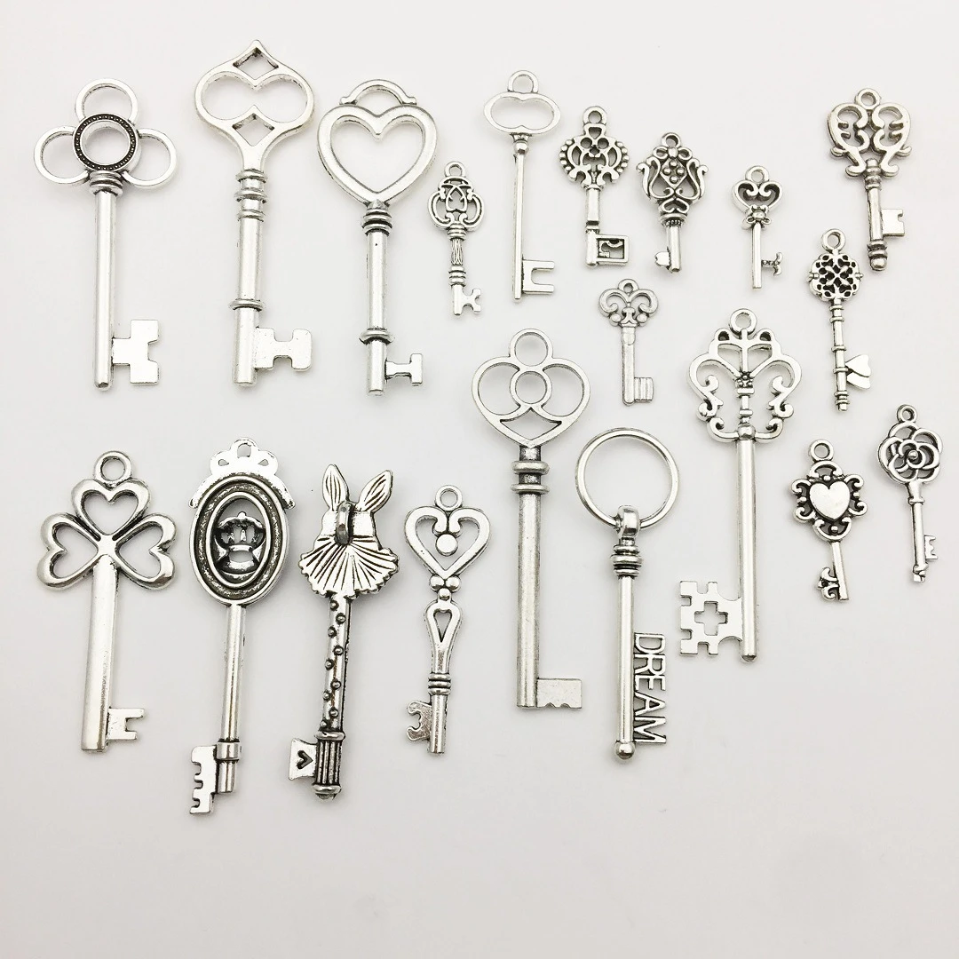 Hot Sell Manufacturer Custom Antique Bronze Vintage Key Set Shaped Pendant DIY Accessories