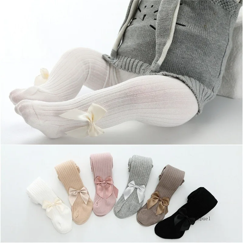 Baby Pantyhose Girls Tights Toddler Girl Winter Clothes Cute Girl Bow Pants Cotton Breathable Stockings Knit Kid Tights