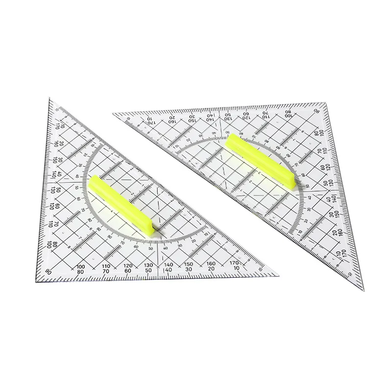 1PCS Transparent Multifunctional Triangular Ruler for Primary with Angle Coordinate