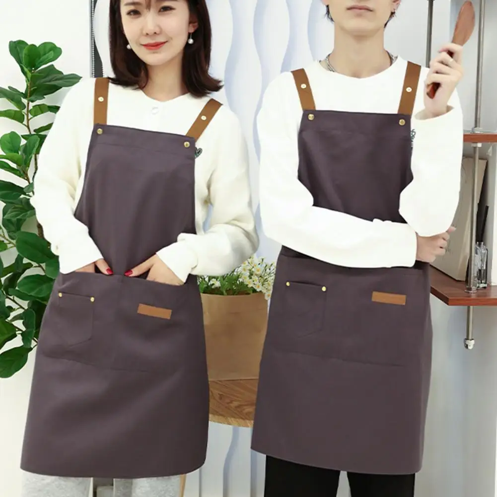 1 Pcs Waterproof Apron Woman's Solid Color Cooking Men Chef Waiter