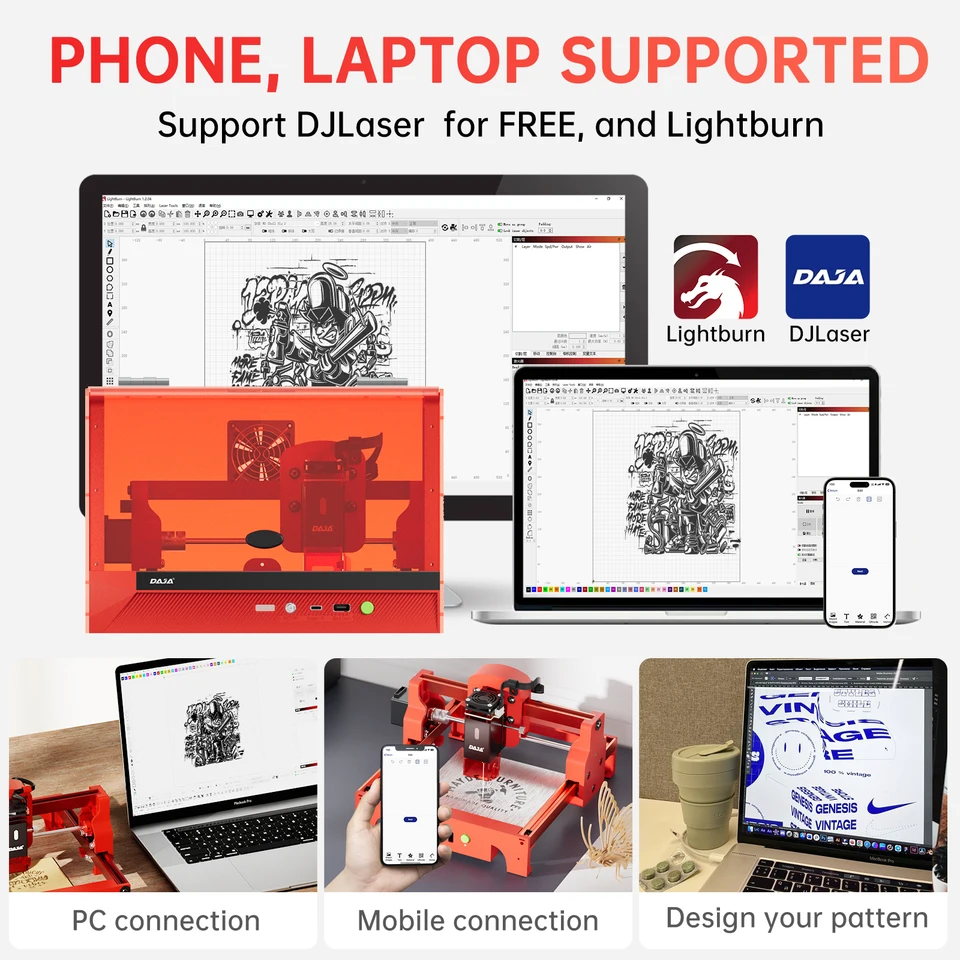 DAJA A7 ミニプロレーザー彫刻機安全シンプル保護カバー付きハイパワー