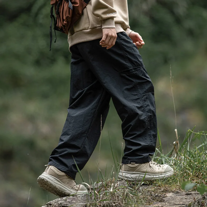 Buckle Waistband Workwear Autumn Side Pocket Outdoor Texture Slightly Wrinkled Casual Pants baggy pants men clothing