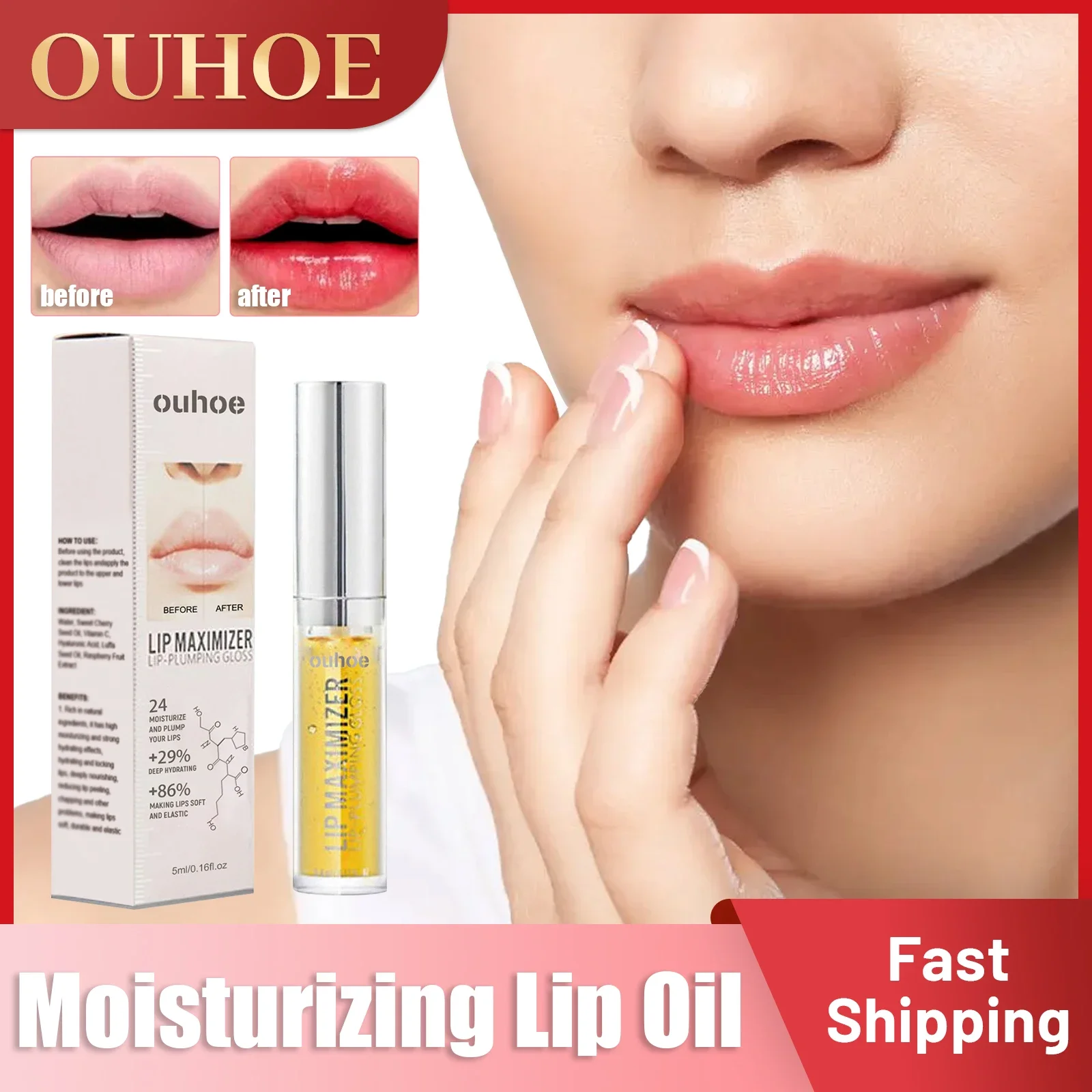 

Moisturizing Lip Oil Plumping Lips Enhancer Glaze Transparent Gel Gloss Lip Plumper Nourishing Long-Lasting Plump Lips Liquid