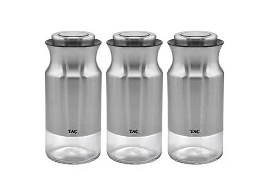 A set of cans for bulk products TAC M (3 pcs) silver 1000 ml TK 0334 | Дом и сад