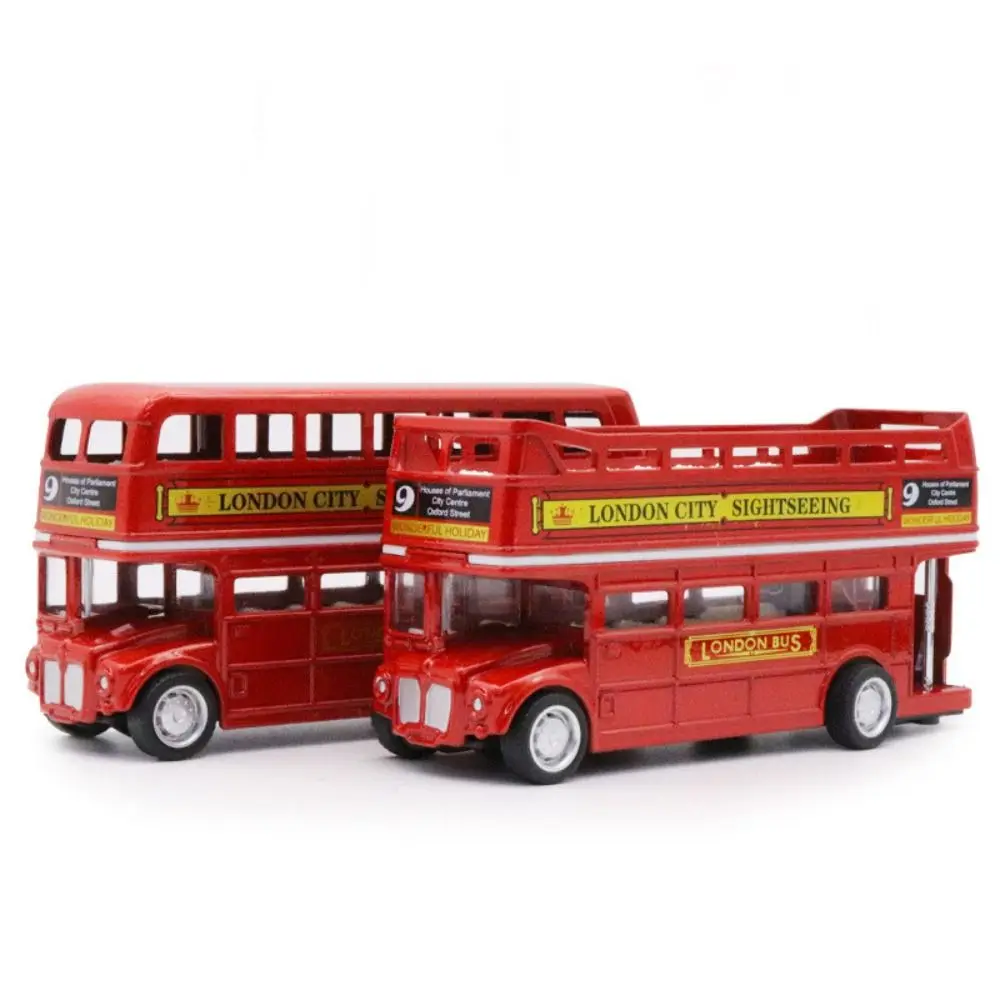 Birthday Gifts Double Decker Bus Car Model Simulation British Europe Travel Bus Model 1:64 Diecast Pull Back Vehicle Kids Toy