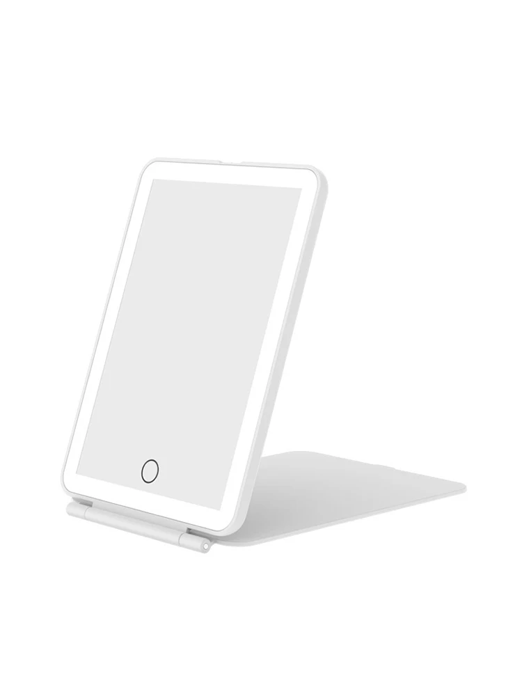 LED Foldable Travel Makeup Mirror 3 Colors Light Modes USB Rechargeable Touch Screen Portable Tabletop Cosmetic Mirror 4