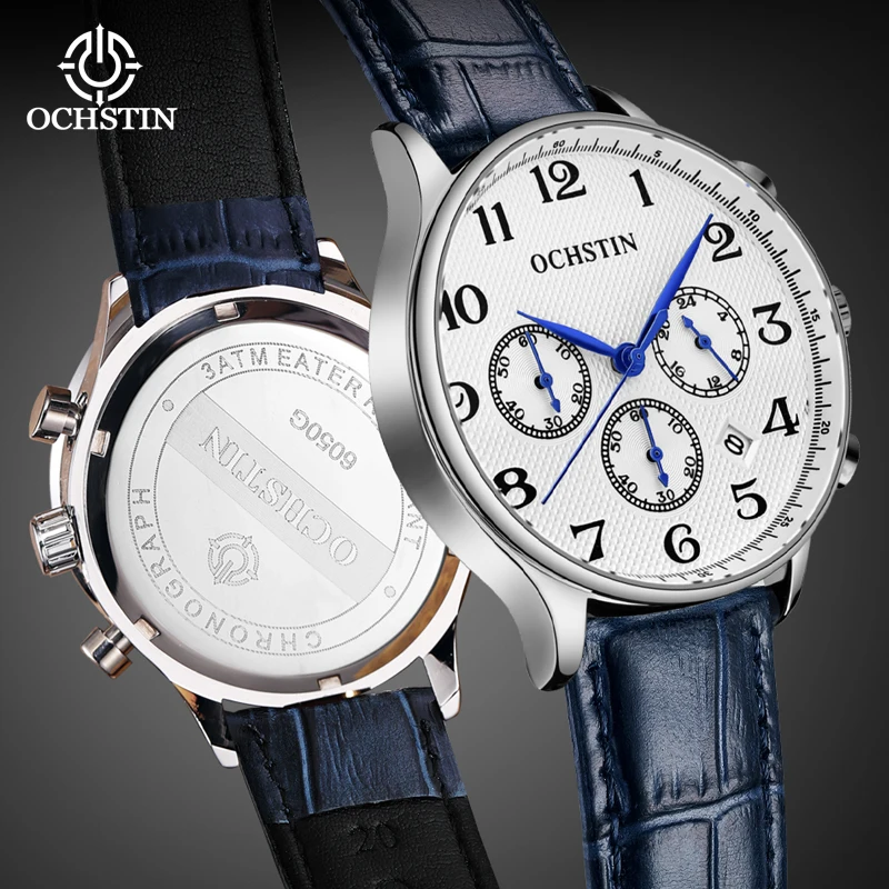 ochstin quartz wristwatch men military pilot watch sports watches male waterproof stainless steel OCHSTIN Chronograph Watch Men Analog Quartz Sports Male Clock Luxury Design Mater Collection Stop Watch Auto Date Leather Strap