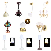 Hot 1/12 Scale Miniature Dollhouse Ceiling Lamp Wall Light Mini LED Lighting Desk Lamps Pretend Play Doll Furniture Accessories 1