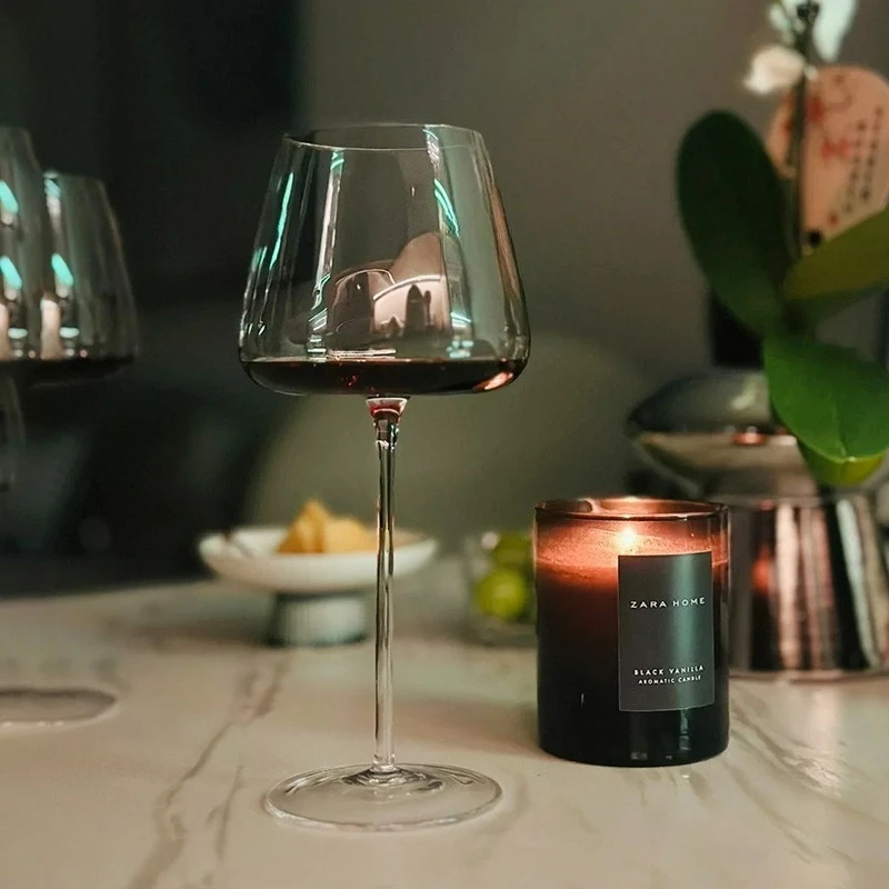 Crystal Burgundy Red Wine Glass Elegant Luxury Large Bowl Concave Base Stemware for Champagne Sparkling Drinking Bar Party