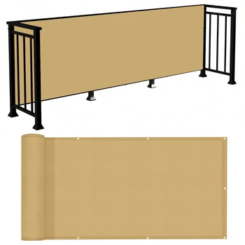 Panno parasole opaco impermeabile per recinzione privacy per balcone, protezione UV per ringhiera, patio esterno, terrazza, portico, beige 1