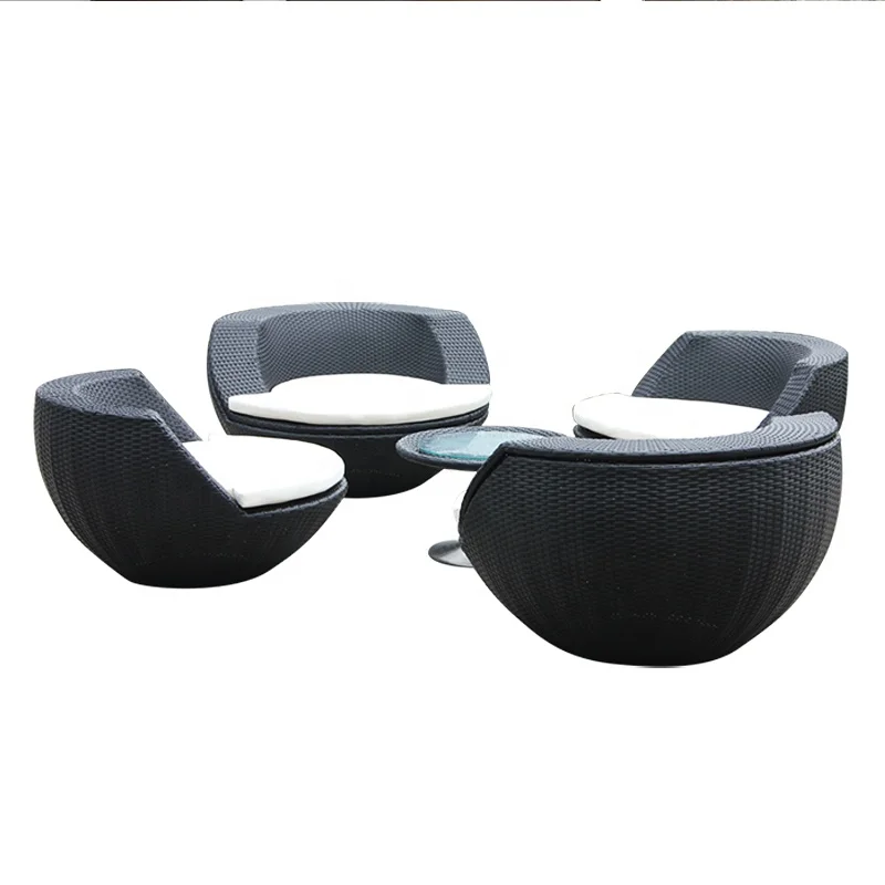 Outdoor Rattan Lounge Chair Sofa Combination Coffee Table Balcony Table and Chair Courtyard Hotel Garden Furniture