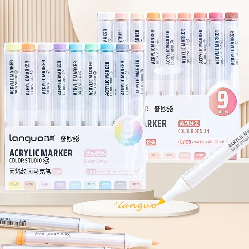 Languo 9/144 Colors Acrylic Marker Pen Soft Head for Artist