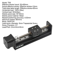 T-Type สไลด์ Linear Stage Nema17 มอเตอร์ไดรฟ์ชุด 50-400 มม.จังหวะที่มีประสิทธิภาพ Self Lock แกนเชิงเส้นสําหรับ CNC Router 2