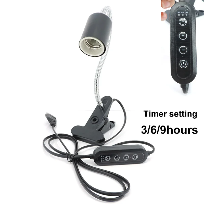 

Ceramic Timing dimming E27 Base Light Holder AC power Socket Flexible Lamp Gooseneck Clip Cable On Off for pet Turtle heating