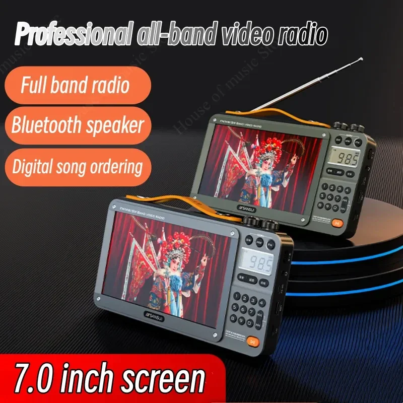 

SANSUI F51 Retro MP4 Video Radio Wireless Portable Bluetooth Speakers Stereo Subwoofer Plug in Walkm all band Mp3 Music Player