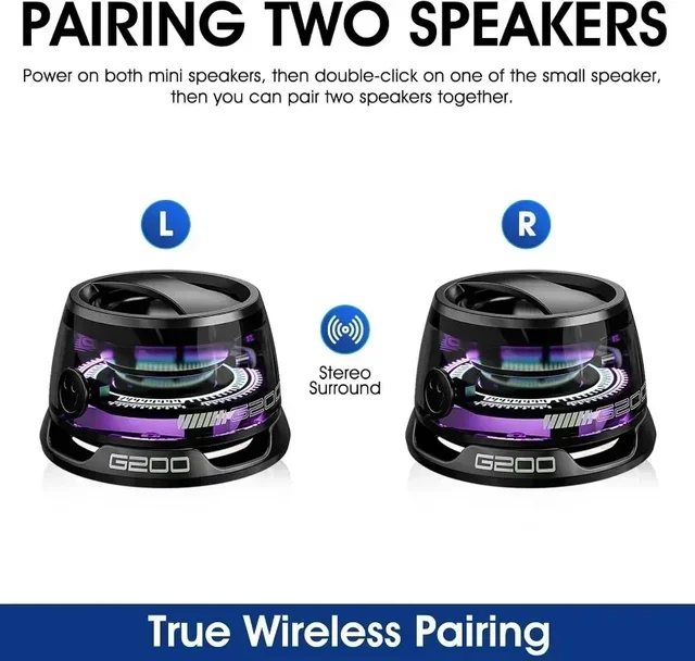 Bluetooth Speaker Portable G200 RGB Lighting Magnetic Speaker BT5.3 Mini Sound Box 7 Hours Playback Phone Holder 5