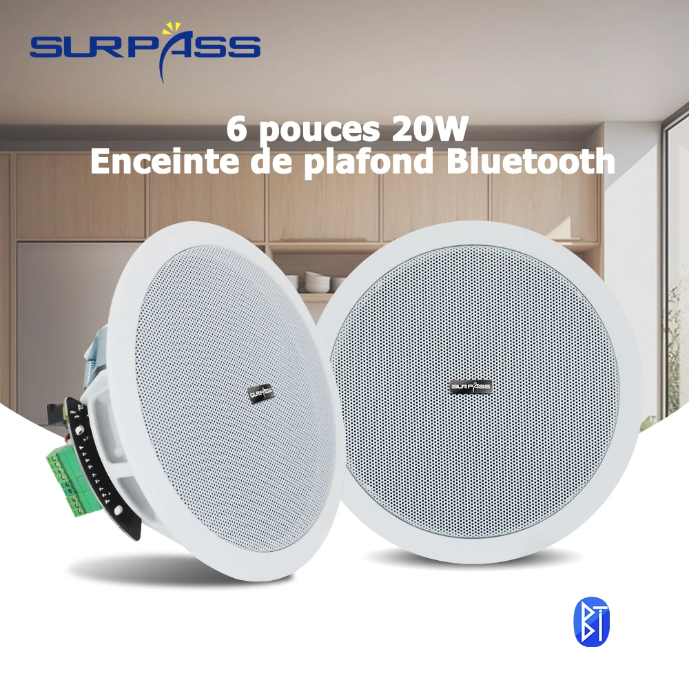6 Inch audience20W Ceiling speakers Iphone connection bluetooth speaker MoistureResistant Home Audio System forHomeOffice Hotel