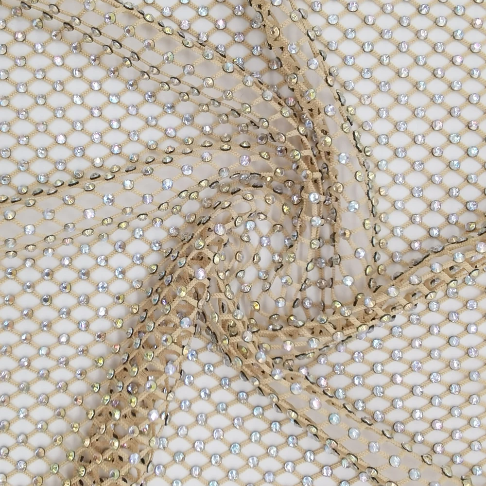 

Gold Color Rhinestones Fabric Mesh Applique SS10 Crystal Ribbon Sewing Trimming Mesh Strass Crystal Net for DIY Dress Garment