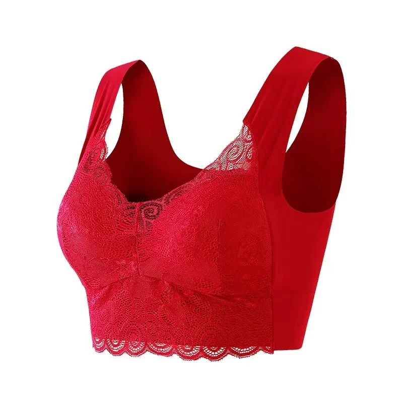 Seamless Gathered Bra Without Steel Ring To Prevent Breast Sagging, European and American Lace Large Size Underwear for Women 2