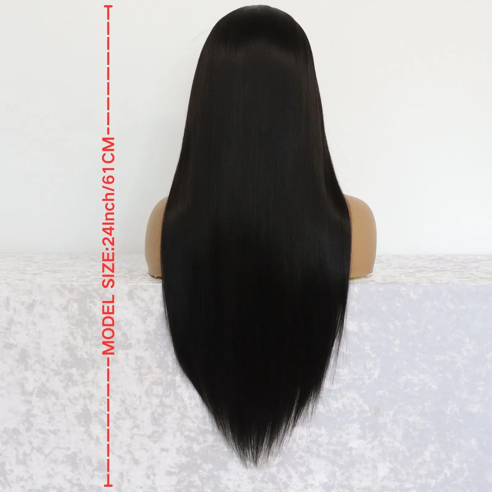 Black Straight Lace Front Synthetic Wig Natural Black 13×4 Lace Front Wig Heat-resistant Synthetic Fiber Wigs(24Inch)