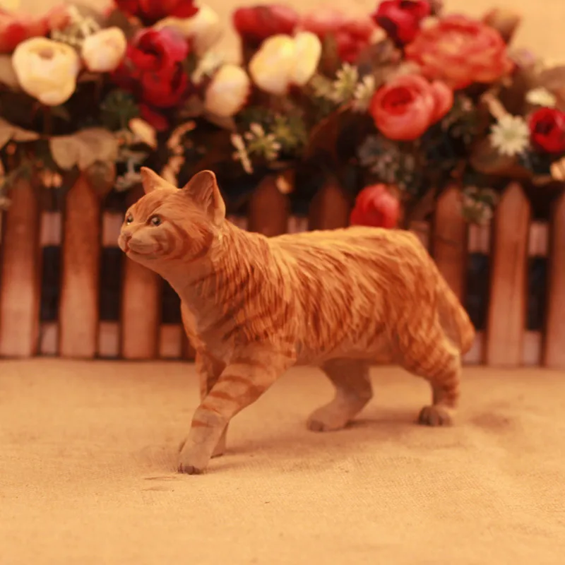 

Log wooden cats, hand-carved cat ornaments, living room desktops, creative housewarming gifts, soft decorations