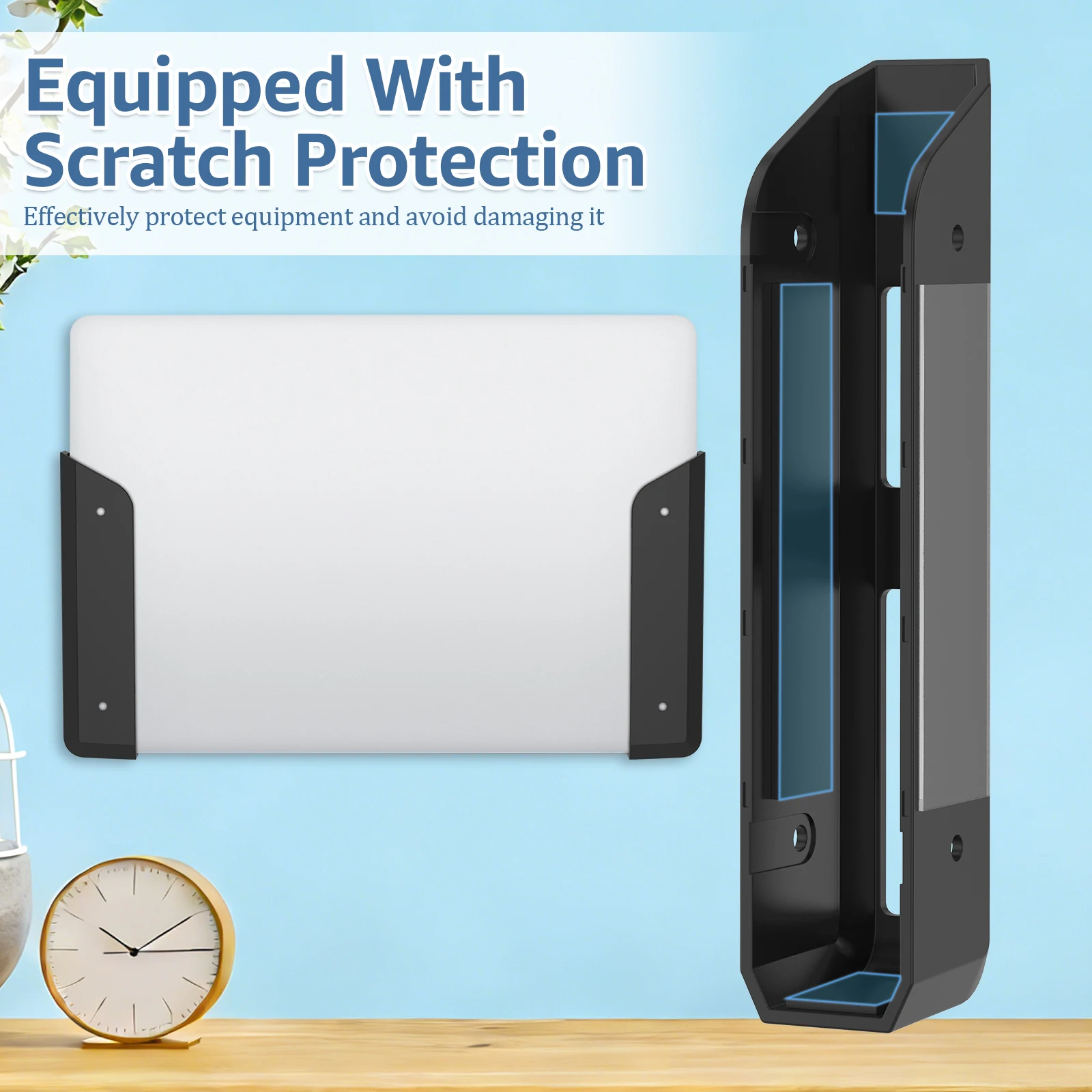 Under Desk Laptop Mount Wall-Mounted Shelf Holder For Laptop/Tablet/Macbook With Anti-Scratch Silicone - View #5