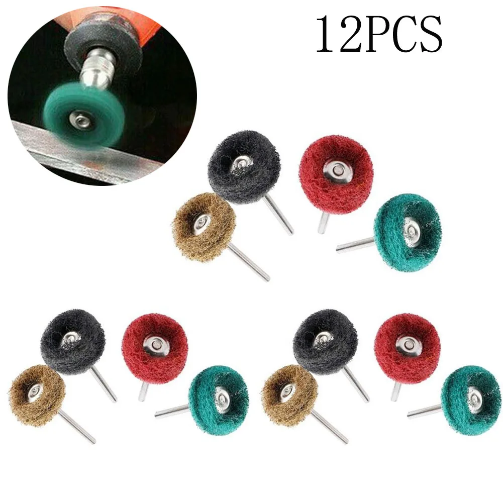 

12pc Polishing Bit Drill Grinding Head Abrasive Brush Nylon Buffing Wheel 3mm Shank For Rotary Tool Electric Grinder Accessories