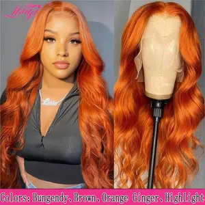 Orange Ginger Body Wave Lace Front Wig 350# Human Hair Wig 13x4 Transparent Lace Front Wig For Women Human Hair Lace Frontal Wig