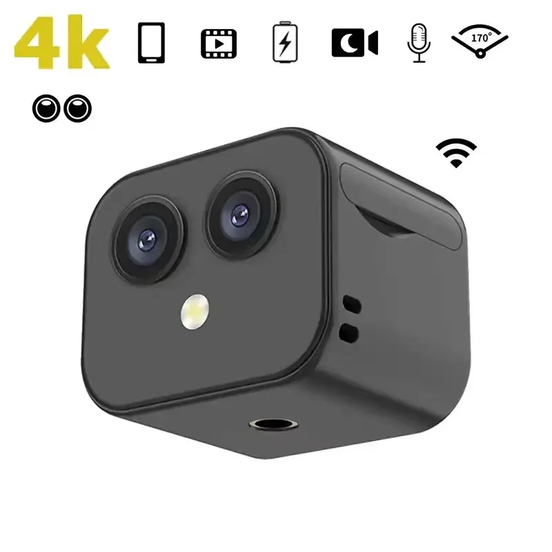 Wifi Ip Mini Camera Hd 4K Wireless Security Surveillance Micro Dual Cam Night Vision Smart Home Sports Monitor Batteria Integrata