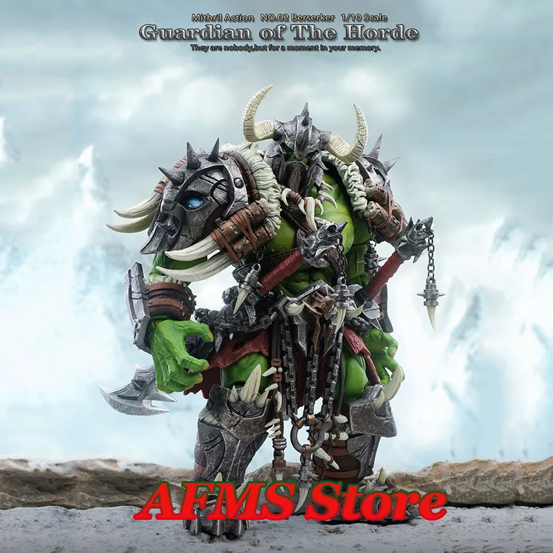 Фото В наличии Mithril Action No.02 Berserker масштаб 1/10 Избавитель Орды двойное лезвие Orc 20 см фигурка модели лучшая коллекция №3