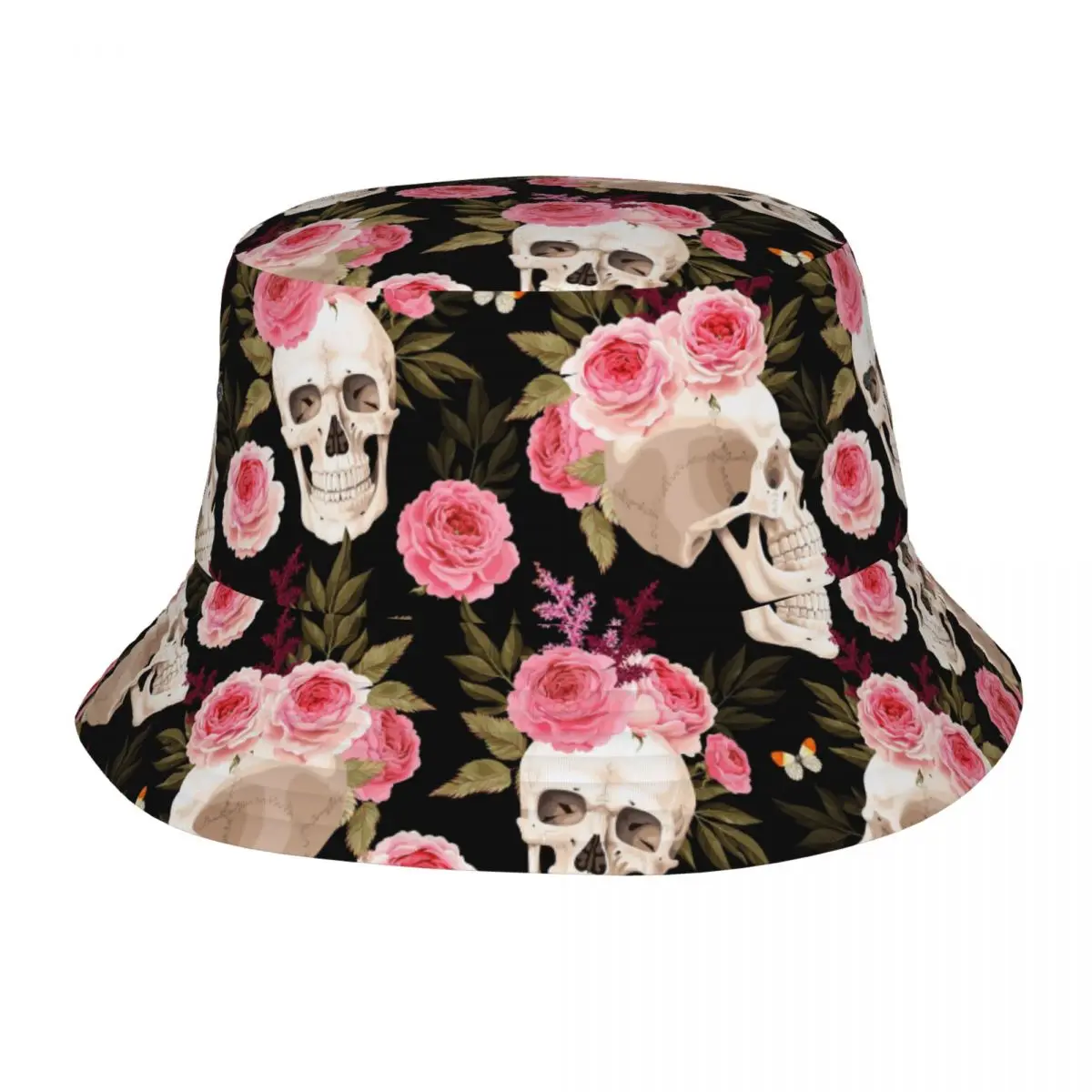 

Панама в стиле хип-хоп, шляпа с черепами и розами, пляжная шляпа от солнца, для рыбалки
