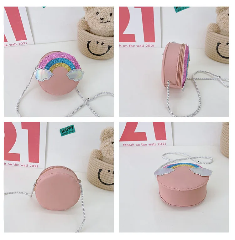 Mily Mini Heart Shape Crossbody Handbag Coin Change Purse for Toddlers  Little Girls (6717+Rainbow)