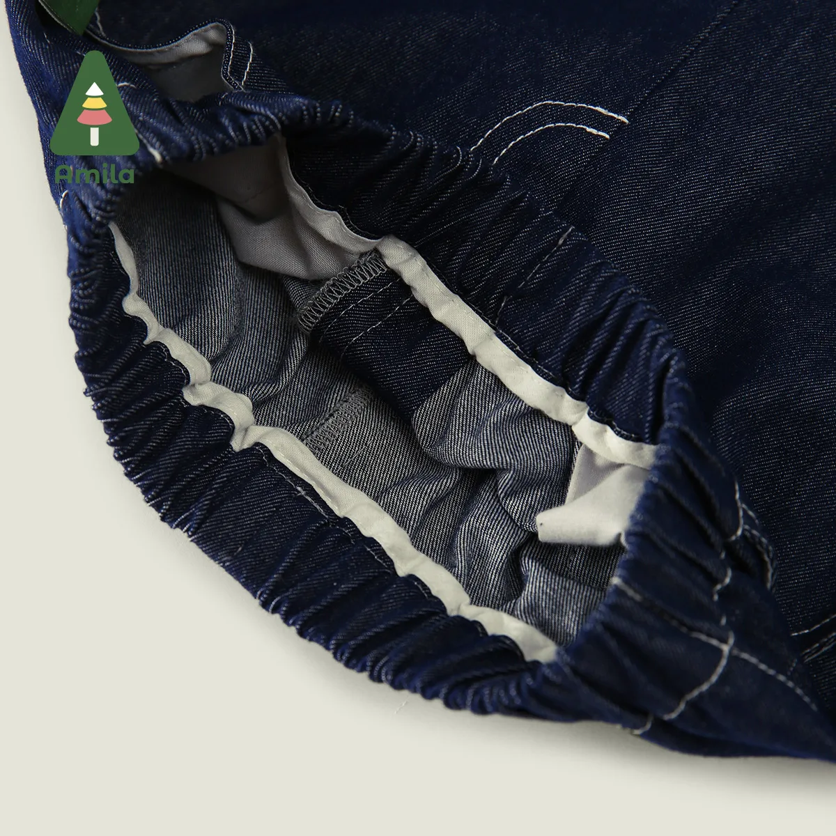 Amila Summer New Boys Bottom Soft Denim Patchwork Cartoon Cat Dark Blue Boutique Breathable Quarter Pants 0-6Y