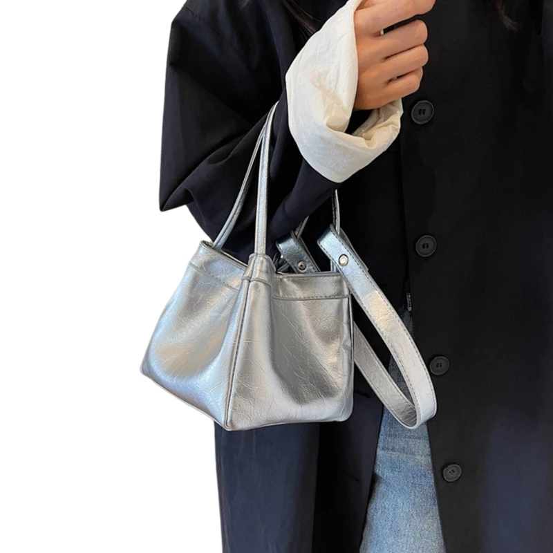 Elegant and Practical Handbag PU Leather Bucket Bags Shoulder Bag for Daily Use E74B