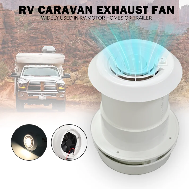 RV Ventilation Fan Caravan Accessories RV Fan Roof Air Vent Grille Travel Trailer Van Cooling Air Vent Camper Motor home Quiet 12V